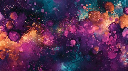 Abstract Colorful Cosmic Nebula Background with Vibrant Colors and Dark Space.