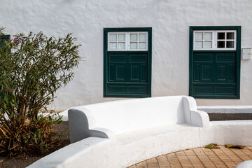 Park with a white bench, Teguise, Lanzarote, Spain
