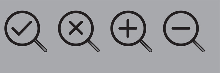 Magnifying glass icon, magnifier or loupe sign. Web search icon.