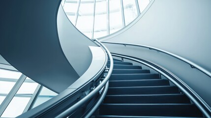 Fototapeta premium Modern Architectural Design: A Spiraling Staircase in a Contemporary Building