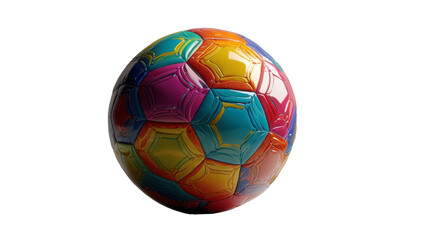 Fototapeta premium Multi coloring soccerball Isolated on transparent background. Copy space.