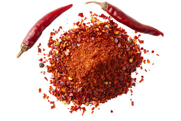 crushed red chilli isolated on a transparent background 