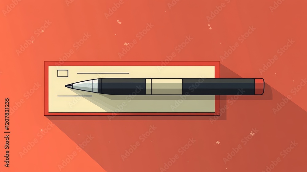 Poster notepad and pen on an orange background for writing tasks and notes