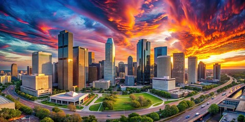 Houston Skyline Dream, Texas Cityscape, Futuristic Metropolis