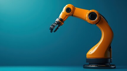 A robotic arm with a cable is prominently displayed against a blue background, showcasing its mechanical precision and advanced technology.