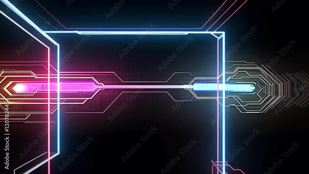 Aufkleber futuristic digital background vibrant neon lines and glowing patterns in pink and blue create dynami