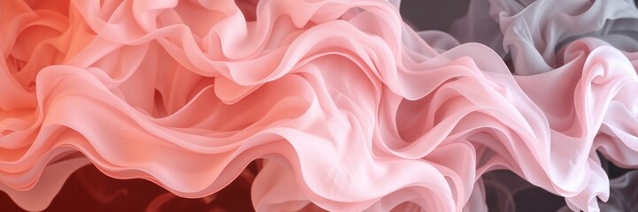 Obraz premium Abstract flowing fabric in soft shades of pink and red against a subtle background 