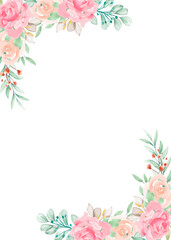Watercolor flower frame background.