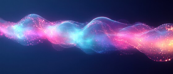 Obraz premium Colorful Abstract Wave of Light Particles Flowing Through a Dark Background