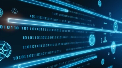 blue binary code background | Cyber Security system technology background with code. 