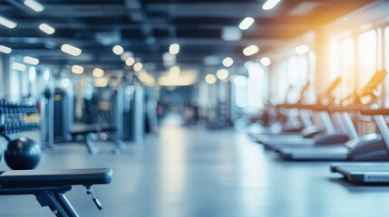 Fototapeta premium Modern Gym Interior with Treadmills and Weights