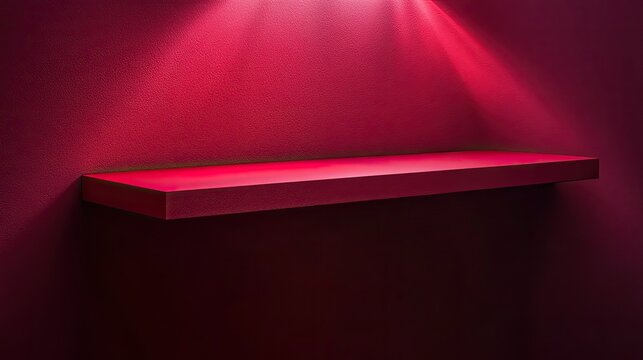 Red shelf, spotlight, wall, display, background, product placement