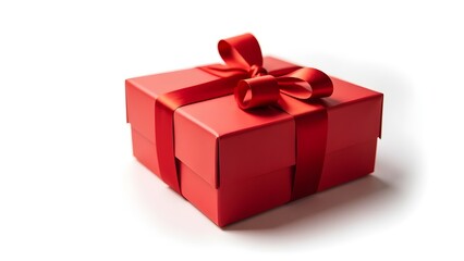 Obraz premium a vibrant, fire engine red gift box with a luxurious