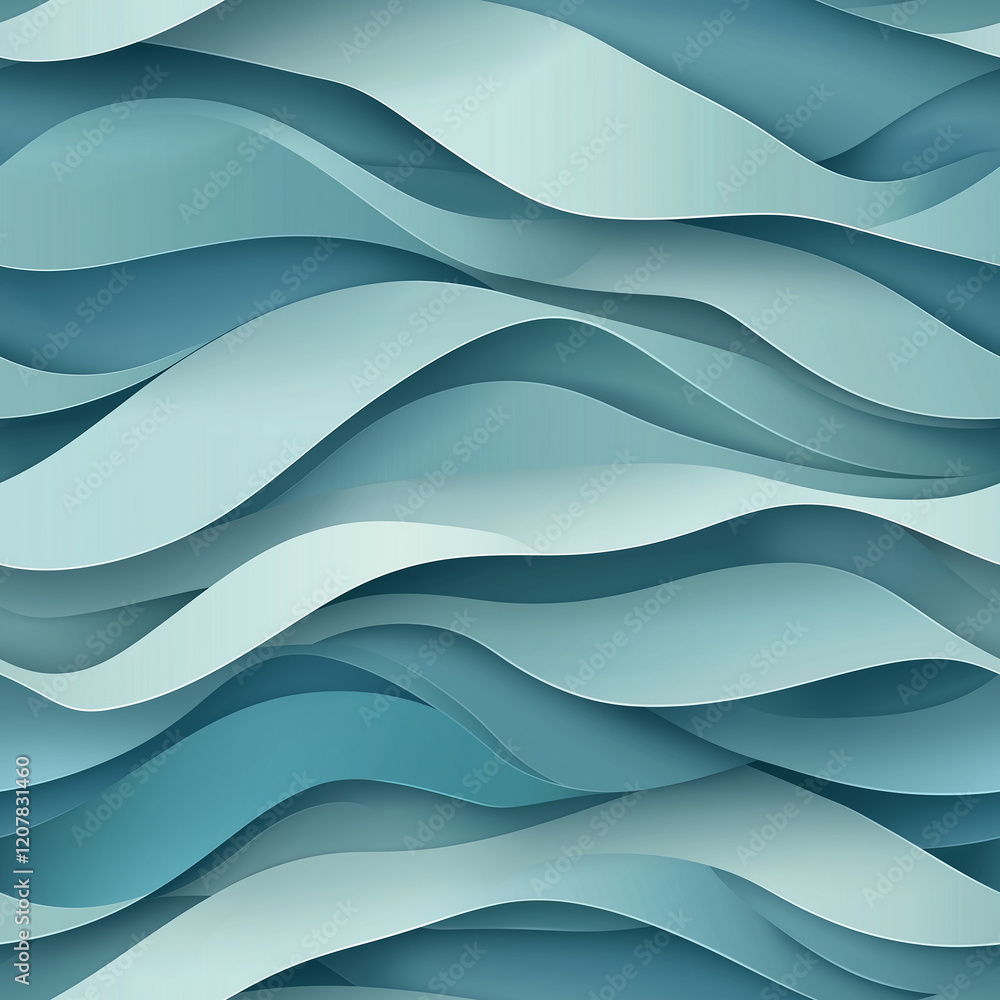 Poster abstract wavy pattern in shades of blue, creating a fluid and modern design.
