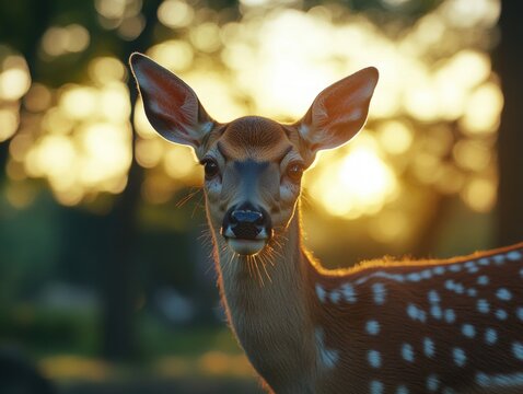 Fawn Gazing at Sunset - Powered by Adobe