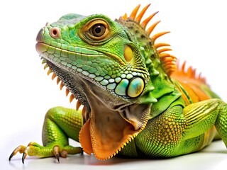 Fototapeta premium Invasive Green Iguana, Orange Phase, South Florida, Food Photography, Wildlife