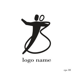 Dancing people logo very minimalist vector illustration
