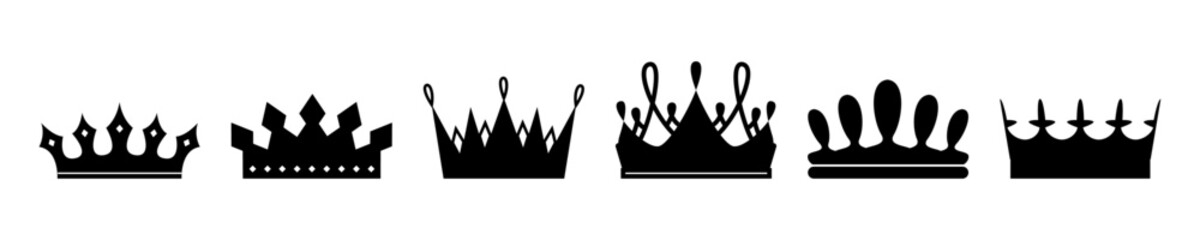 Simple crowns and coronets for king and queen. Vector isolated silhouettes of coronets and diadems for prices and princess. Heraldry and vintage retro insignia. Royal and monarch service