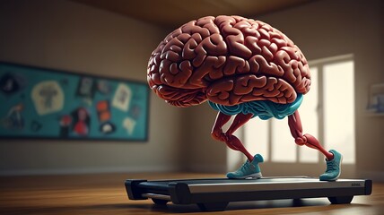 Active Mind: A Brain on a Treadmill, Realistic 3D Art