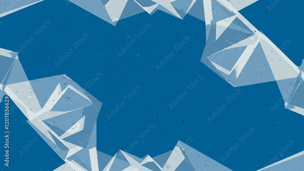 Poster an innovative abstract blue background characterized by layers of textured white semi-transparent ma