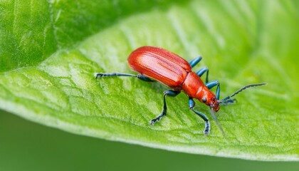 Naklejka premium bug on green leaf