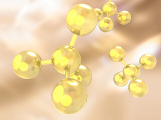 元素結合した分子モデルの3Dイラストレーション