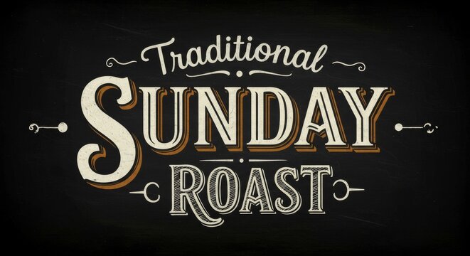 Traditional Sunday Roast Chalkboard Signage with Vintage Typography