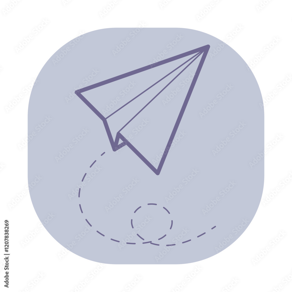 Poster minimalistic design of paper airplane indicating concept of sending messages in business environment