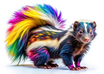 Isolated Skunk, Conceptual Photography, White Background, Abstract, Animal Portrait