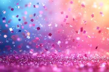 Colorful Confetti Falling Over a Sparkling Surface, Creating a Festive Atmosphere