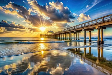 Jacksonville Beach Boardwalk Pier Mid-Morning Ocean View