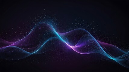 Glowing Purple and Teal Waves: Abstract Digital Art