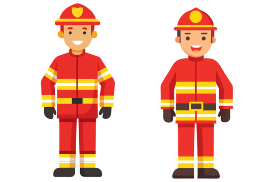 fire brigade person full body with uniform isolated white background