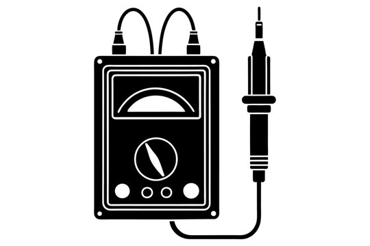 black multimeter with probe, electrical testing clip art preview