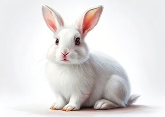 Fototapeta premium Japanese Style White Rabbit, Simple Sketch, AI Photo