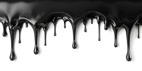 Black slime dripping from a narrow opening onto a white background, creating a sense of danger, opening, slime drip, slimy texture, background