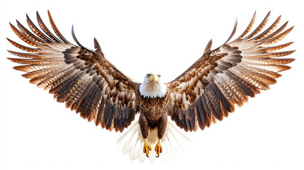 Obraz premium Bald eagle flying isolated on white background