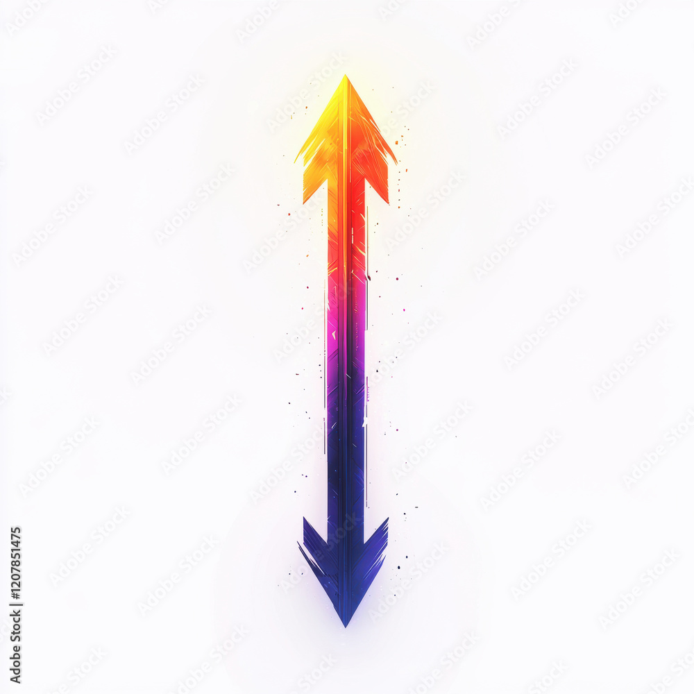 Poster abstract arrow design featuring a vibrant gradient transitioning from yellow to purple against a lig