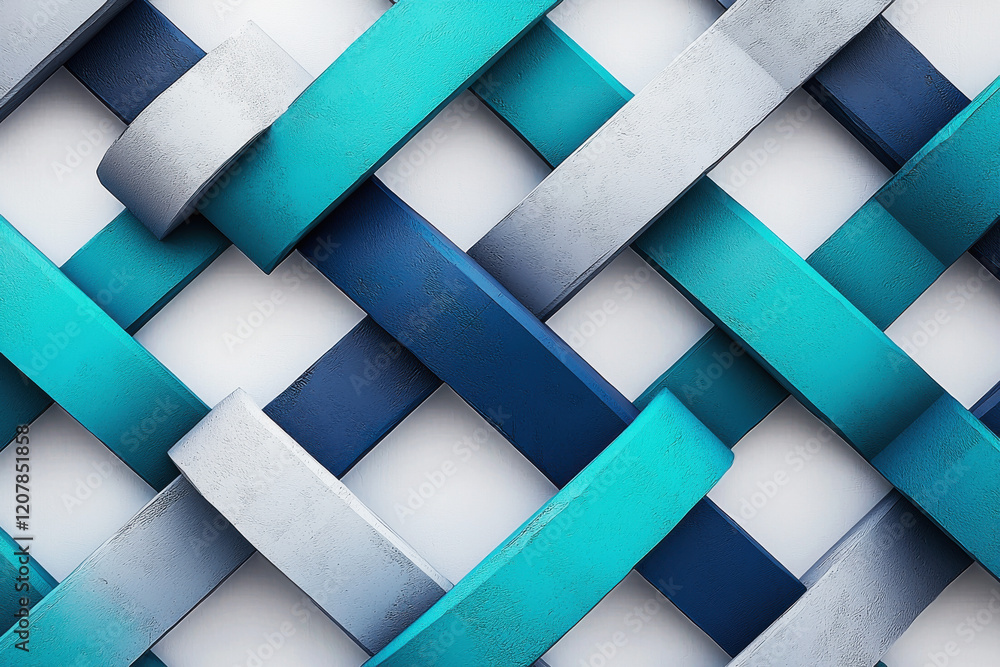 Aufkleber intricate interlocking design featuring shades of blue and teal with smooth textures and geometric p