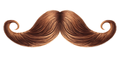Stylish Brown Handlebar Mustache isolated on white background as transparent. PNG.AI GENERATED