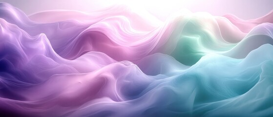 Obraz premium Ethereal Waves of Pastel Colors Undulating Softly in a Serene Abstract Landscape