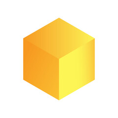 Vector cube with gradients for game, icon, packaging design or logo. Cube illustration isolated on white background. Minimalist style abstract cube icon. Platonic solid. Icon.