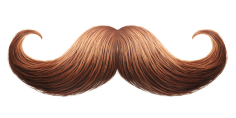 Stylish Brown Handlebar Mustache isolated on white background as transparent. PNG.AI GENERATED