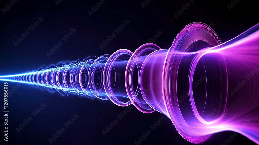 Wall mural futuristic and technological background of glowing particle patterns