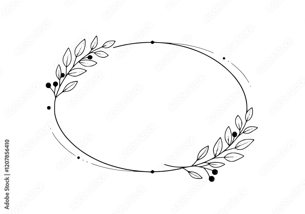 Poster floral frame with leaf pattern and graphic design for elegant backgrounds and decorative elements
