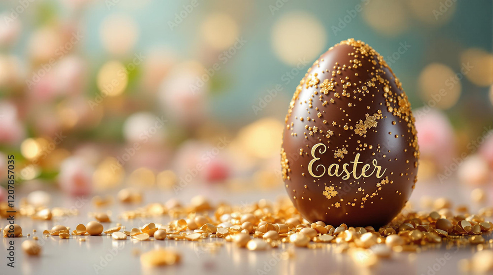 Aufkleber an easter-themed chocolate egg with \