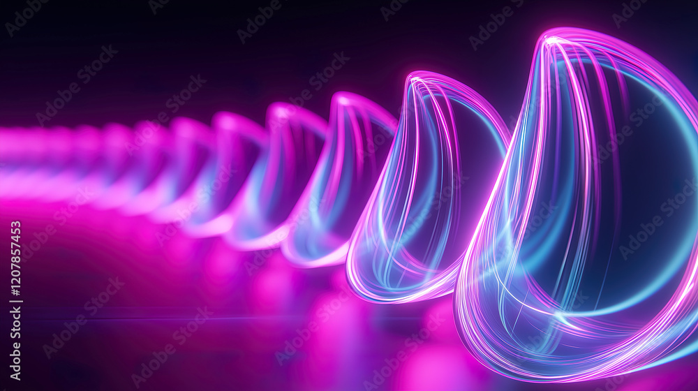 Wall mural futuristic and technological background of glowing particle patterns