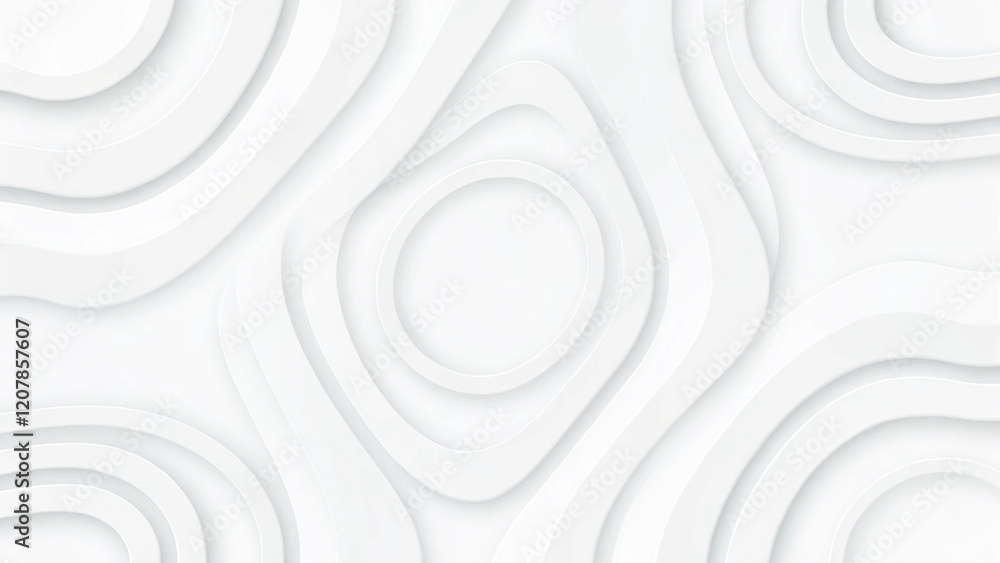 Poster 3d white geometric abstract background overlap layer on bright space with waves decoration. minimali