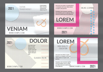Flyer Layout with Paper Cut Simple Layered Geometric Shapes