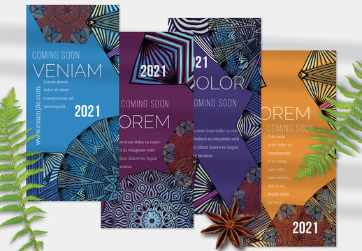 Flyer Layout with Ethnic Mandala Lace Flower Elements